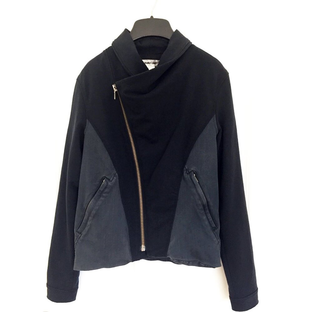 Helmut Lang Sz S Mixed Fabric Fully Lined Gray Biker Moto Jacket